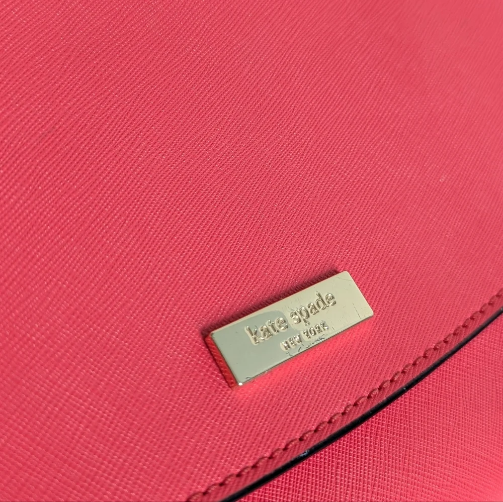 Kate Spade New York Laurel Way Greer Genuine Leather Crossbody Bag Coral Red - Picture 4 of 16